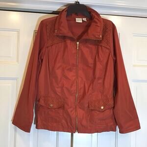 CHICOS Zenergy Orange Zip Lightweight Jacket Women Sz 2/L Athliesure Gorpcore